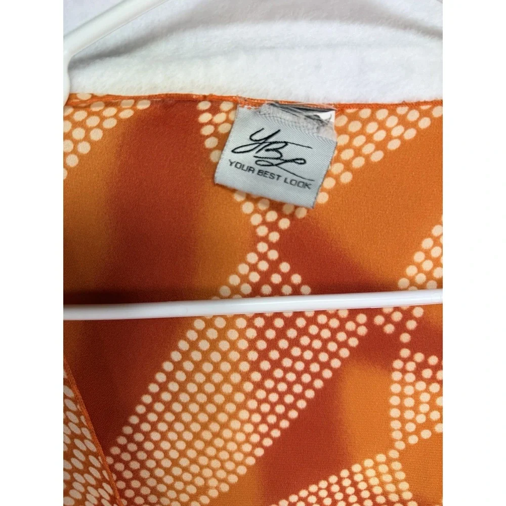 Your Best Look Women's Orange Swim Cover Up Sheer Cardigan 18W Tie Front Shells - Picture 9 of 14